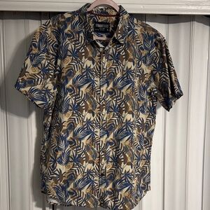 Men's Tropical Print Shirt - Blue and Brown